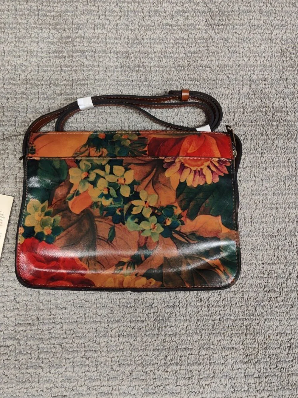 NWT! Patricia Nash Leather Vallata Crossbody Purse in Multi Print Pattern